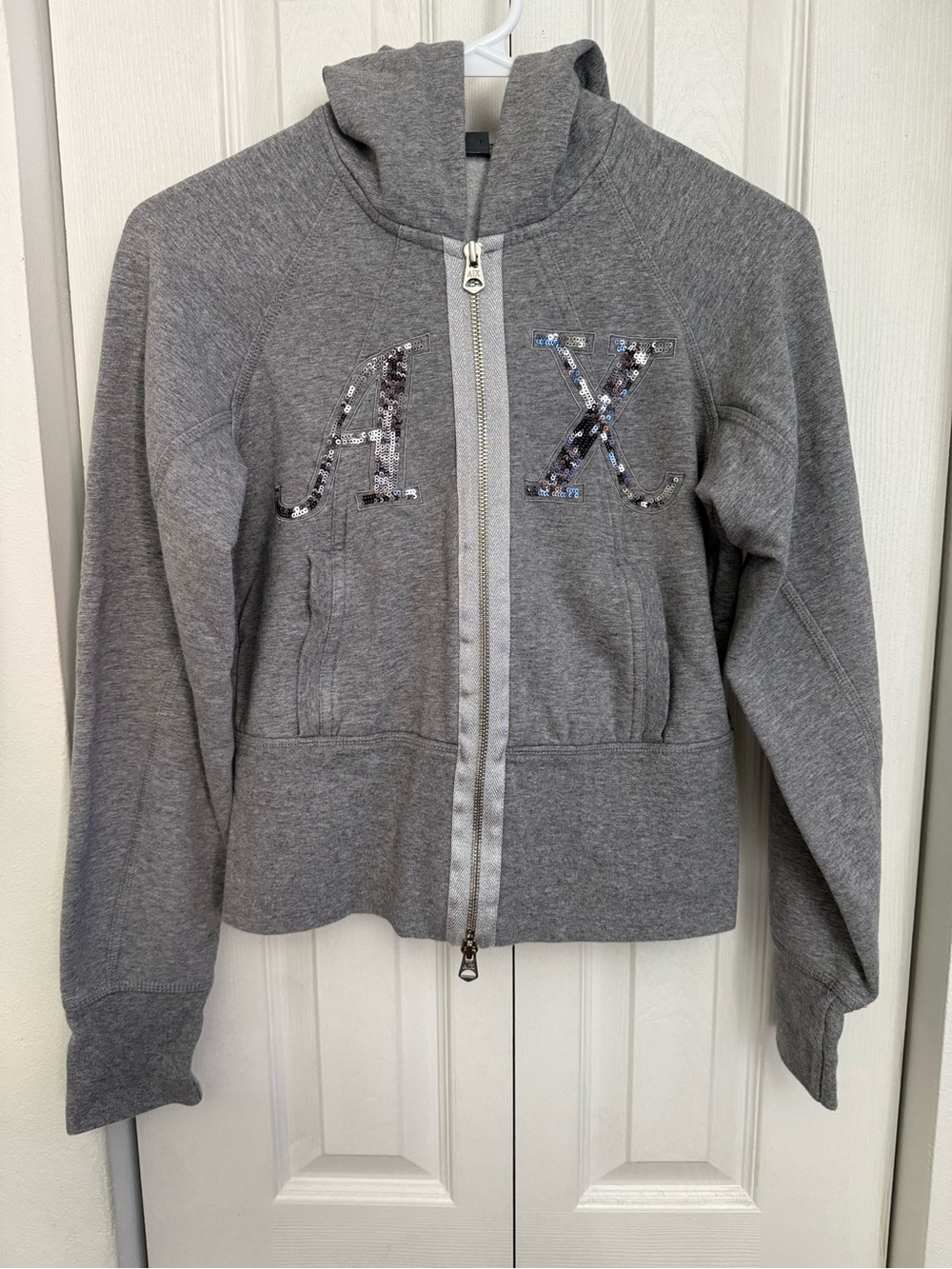 Y2K Armani Exchange Sequined Grey Zip Up
